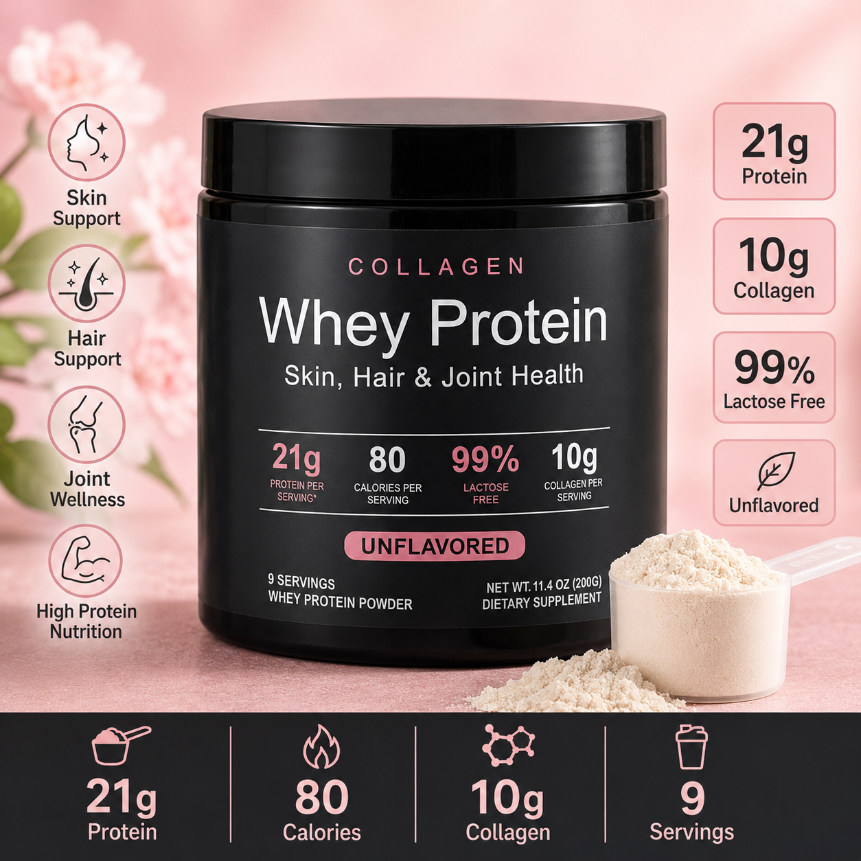Fitness With Nutrition - Collagen Whey Protein Powder 21g Protein